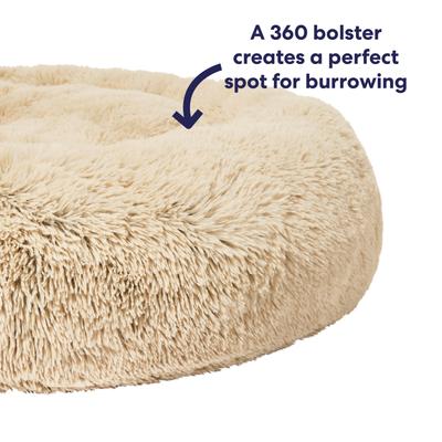 Show full view: Frisco Long Faux Fur Donut Cat & Dog Bed, Sand, Medium slide 5 of 10