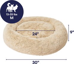 Frisco Long Faux Fur Donut Cat & Dog Bed, Sand, Medium slide 2 of 9