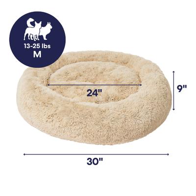 Show full view: Frisco Long Faux Fur Donut Cat & Dog Bed, Sand, Medium slide 2 of 10