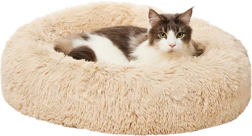 Show full view: Frisco Long Faux Fur Donut Cat & Dog Bed, Sand, Medium slide 3 of 10