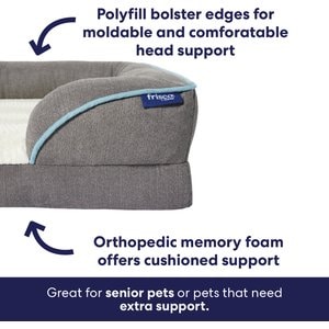 Frisco Plush Orthopedic Front Bolster Cat & Dog Bed w/Removable Cover, Gray, Small