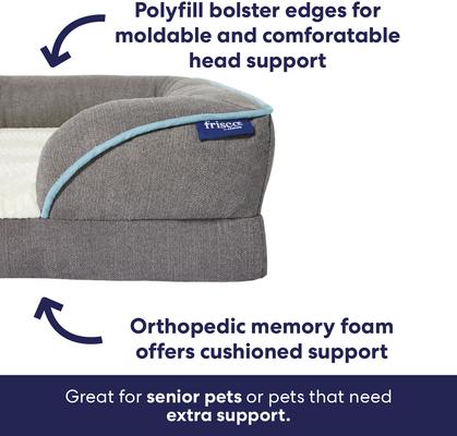 Show full view: Frisco Plush Orthopedic Front Bolster Cat & Dog Bed w/Removable Cover, Gray, Small slide 5 of 10