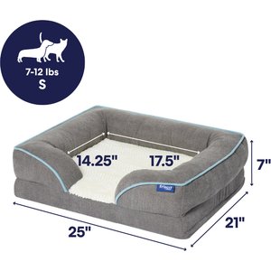 Frisco Plush Orthopedic Front Bolster Cat & Dog Bed w/Removable Cover, Gray, Small
