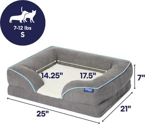 Show full view: Frisco Plush Orthopedic Front Bolster Cat & Dog Bed w/Removable Cover, Gray, Small slide 2 of 10