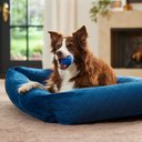 Frisco Velvet Quilted Bolster Cat & Dog Bed, Blue, X-Large