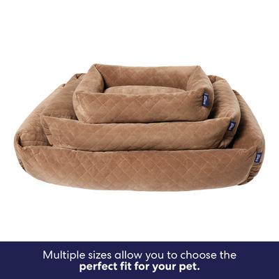 Show full view: Frisco Velvet Quilted Bolster Cat & Dog Bed, Beige, Small slide 7 of 9
