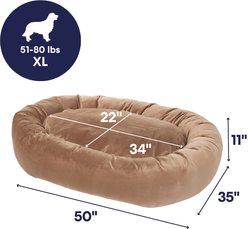 Frisco Velvet Round Bolster Dog Bed w/Removable Cover, Beige, X-Large slide 2 of 8