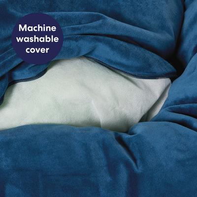 Show full view: Frisco Velvet Round Bolster Dog Bed w/Removable Cover, Blue, X-Large slide 6 of 10