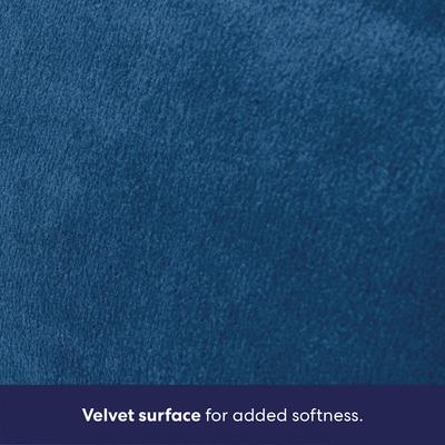 Show full view: Frisco Velvet Round Bolster Dog Bed w/Removable Cover, Blue, Large slide 4 of 10