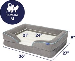 Frisco Plush Orthopedic Front Bolster Cat & Dog Bed w/Removable Cover, Gray, Medium slide 2 of 9