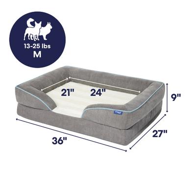 Show full view: Frisco Plush Orthopedic Front Bolster Cat & Dog Bed w/Removable Cover, Gray, Medium slide 2 of 10