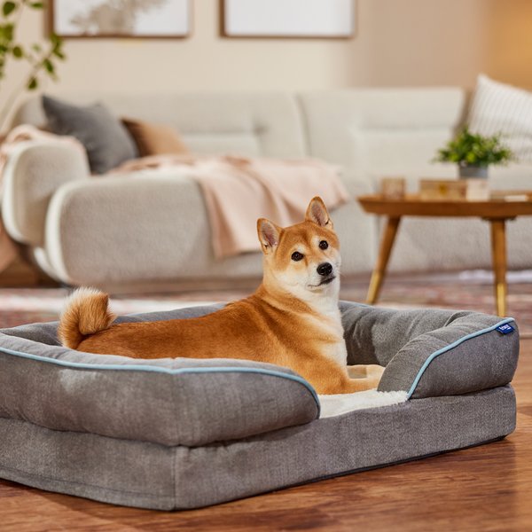 FRISCO Plush Orthopedic Front Bolster Cat Dog Bed w/Removable