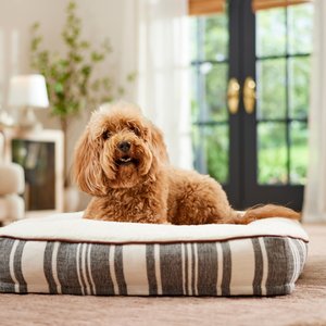 Frisco Farmhouse Rectangular Bolster Pillow Dog Bed with Removable Cover, Large