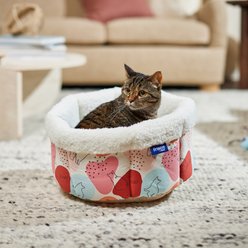 Frisco Sherpa Self-Warming High-Walled Bolster Small Cat Bed, Calico Cat