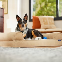 Frisco Faux Felt Orthopedic Sofa Dog & Cat Bed with Removable Cover, Tan, Large