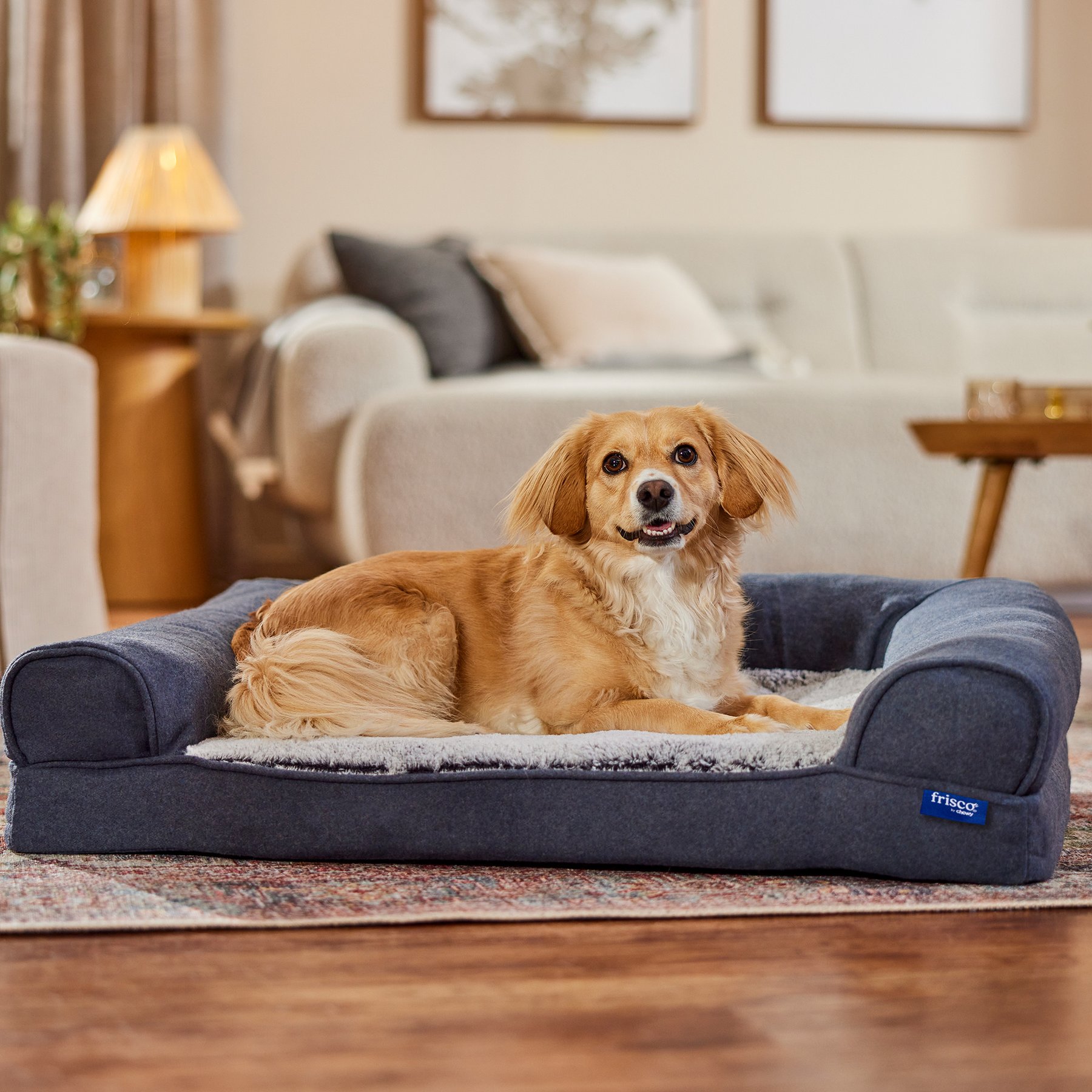 Frisco Frisco Faux Felt Orthopedic Sofa Dog & Cat Bed with Removable Cover, Gray, Medium