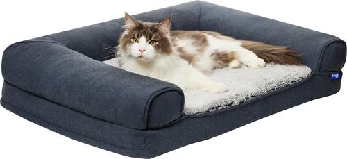 Show full view: Frisco Faux Felt Orthopedic Sofa Dog & Cat Bed with Removable Cover, Gray, Medium slide 3 of 9