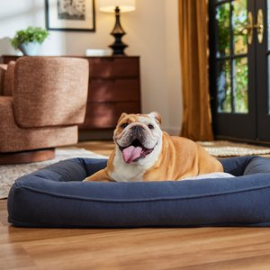 Frisco Faux Felt Orthopedic Bolster Dog & Cat Bed with Removable Cover, Gray, Large