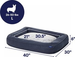 Frisco Faux Felt Orthopedic Bolster Dog & Cat Bed with Removable Cover, Gray, Large slide 2 of 8
