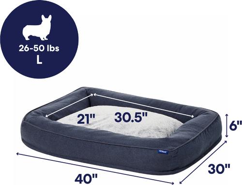 Show full view: Frisco Faux Felt Orthopedic Bolster Dog & Cat Bed with Removable Cover, Gray, Large slide 2 of 9