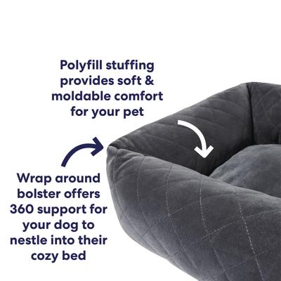 Show full view: Frisco Velvet Quilted Bolster Cat & Dog Bed, Gray, Small slide 5 of 10