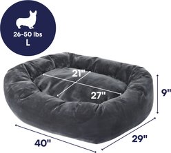 Frisco Velvet Round Bolster Dog Bed w/Removable Cover, Gray, Large slide 2 of 7