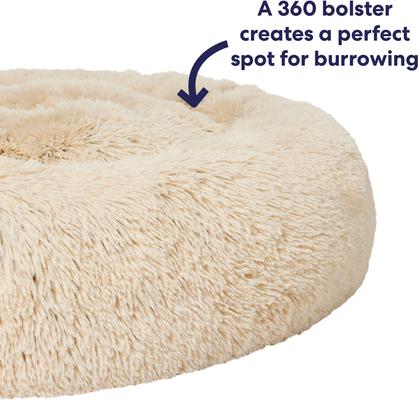 Show full view: Frisco Long Faux Fur Donut Cat & Dog Bed, Sand, Large slide 4 of 9