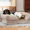 Show in main carousel: Frisco Plush Orthopedic Front Bolster Cat & Dog Bed w/Removable Cover, Beige, Small slide 1 of 10