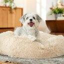 Frisco Long Faux Fur Donut Cat & Dog Bed, Sand, Medium