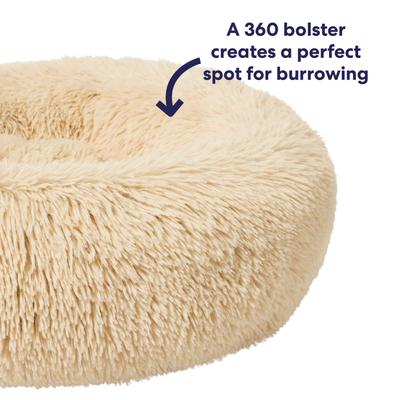 Show full view: Frisco Long Faux Fur Donut Cat & Dog Bed, Sand, Small slide 6 of 11