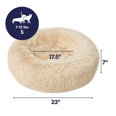 Show full view: Frisco Long Faux Fur Donut Cat & Dog Bed, Sand, Small slide 3 of 11
