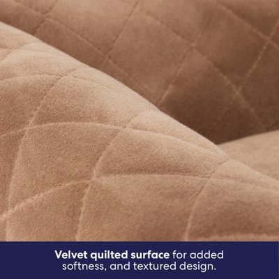 Show full view: Frisco Velvet Quilted Bolster Cat & Dog Bed, Beige, Small slide 4 of 9