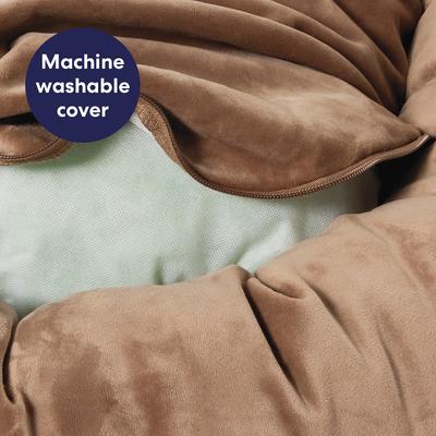 Show full view: Frisco Velvet Round Bolster Dog Bed w/Removable Cover, Beige, X-Large slide 5 of 9