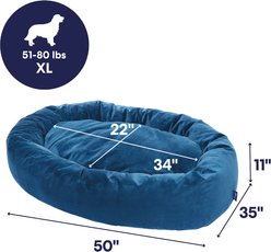Frisco Velvet Round Bolster Dog Bed w/Removable Cover, Blue, X-Large slide 2 of 8