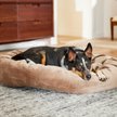 Show in main carousel: Frisco Velvet Round Bolster Dog Bed w/Removable Cover, Beige, Large slide 1 of 9