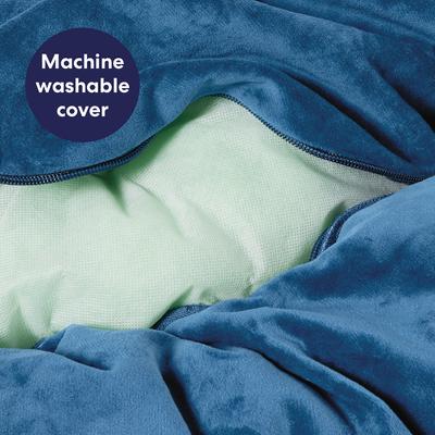 Show full view: Frisco Velvet Round Bolster Dog Bed w/Removable Cover, Blue, Large slide 6 of 10