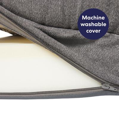 Show full view: Frisco Plush Orthopedic Front Bolster Cat & Dog Bed w/Removable Cover, Gray, Medium slide 6 of 10