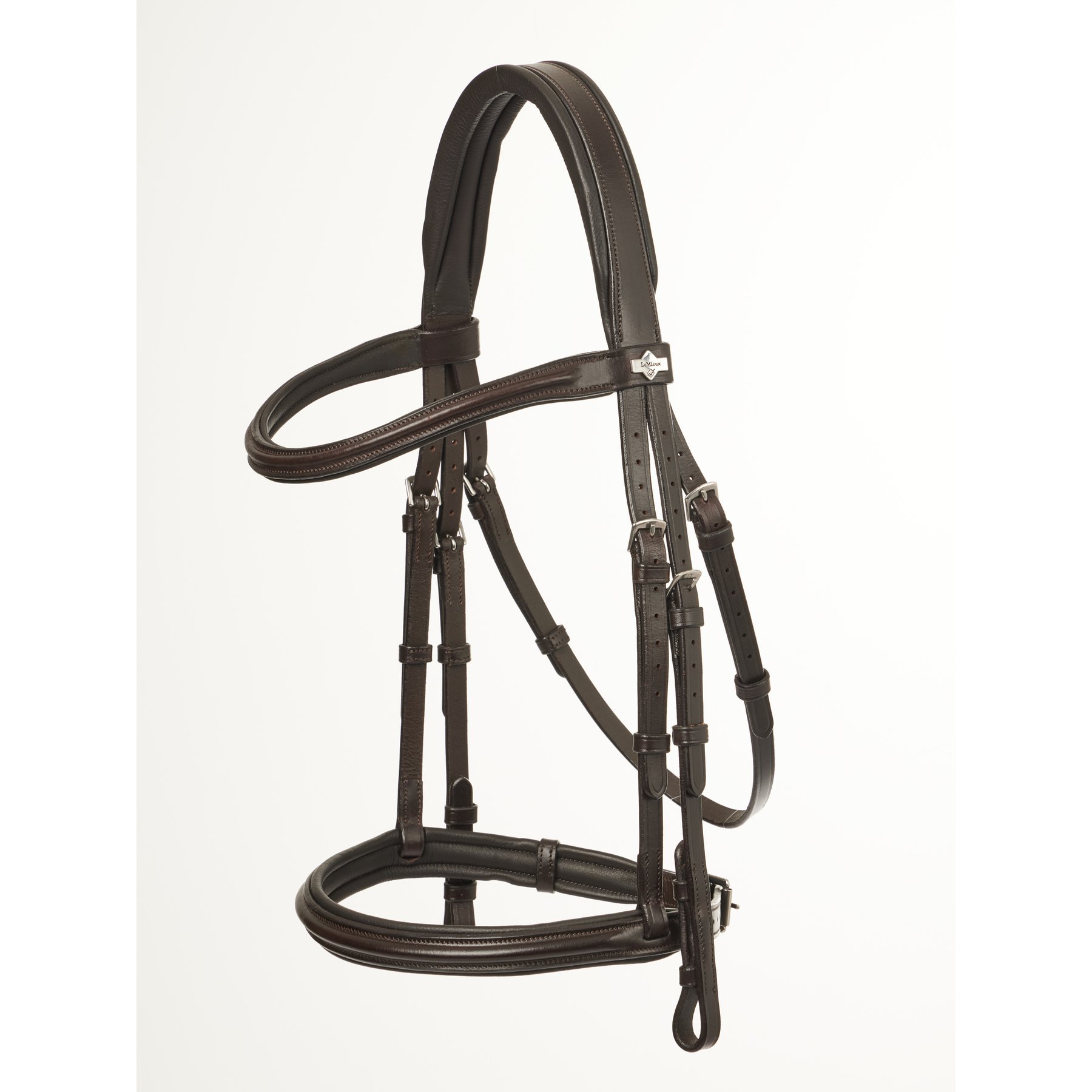 LeMieux Arika Cavesson Horse Bridle, Brown/Silver, Cob