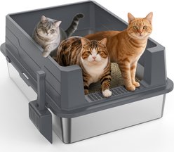 Invenho High Sided Cat Litter Box, XXX-Large, Dark Gray