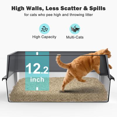 Show full view: Invenho High Sided Cat Litter Box, XXX-Large, Dark Gray slide 6 of 9