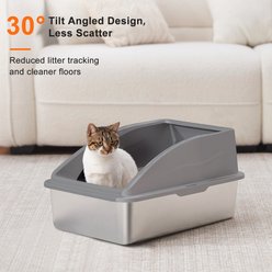 Invenho High Sided Anti-Urine Leakage Cat Litter Box, X-Large, Silver Gray & Dark Gray, 2 count slide 2 of 8
