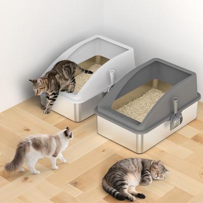 Show full view: Invenho High Sided Anti-Urine Leakage Cat Litter Box, X-Large, Silver Gray & Dark Gray, 2 count slide 4 of 9
