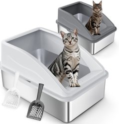 Invenho High Sided Anti-Urine Leakage Cat Litter Box, X-Large, Silver Gray & Dark Gray, 2 count slide 1 of 8
