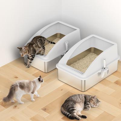 Show full view: Invenho High Sided Anti-Urine Leakage Cat Litter Box, X-Large, Silver Gray, 2 count slide 3 of 8