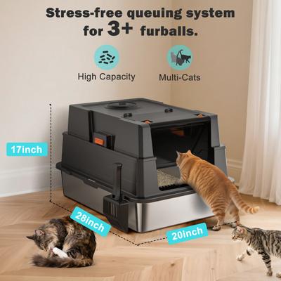 Show full view: Invenho Enclosed High Sided Cat Litter Box, XXX-Large, Dark Gray slide 4 of 10