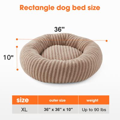 Show full view: Invenho Dog & Cat Bed with Washable Removable Cover, Beige, 36 x 36 x 10-in slide 6 of 7