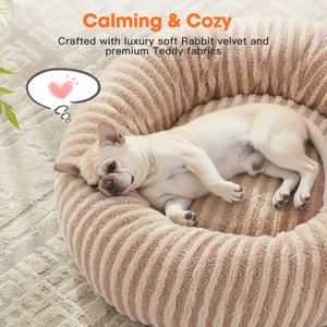 Invenho Dog & Cat Bed with Washable Removable Cover, Beige, 23 x 23 x 8-in