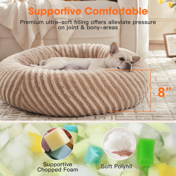 Show full view: Invenho Dog & Cat Bed with Washable Removable Cover, Beige, 23 x 23 x 8-in slide 5 of 6