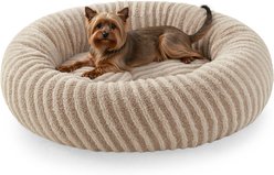 Invenho Dog & Cat Bed with Washable Removable Cover, Beige, 23 x 23 x 8-in