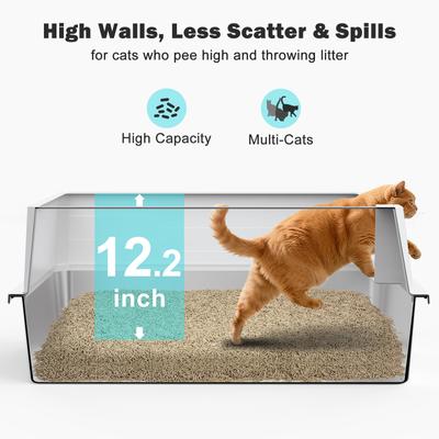 Show full view: Invenho High Sided Cat Litter Box, XXX-Large, Silver Gray slide 6 of 9